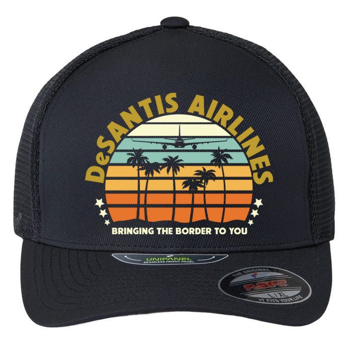 DeSantis Airlines Bringing The Border To You Meme Retro Florida Style Flexfit Unipanel Trucker Cap