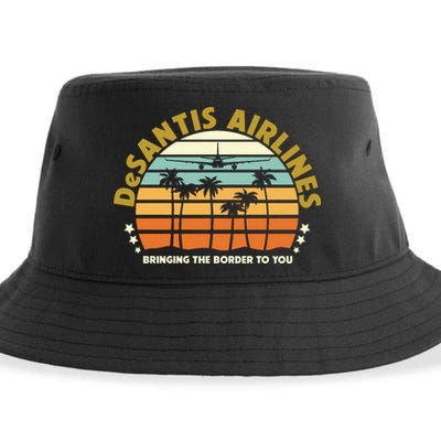 DeSantis Airlines Bringing The Border To You Meme Retro Florida Style Sustainable Bucket Hat