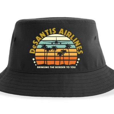 DeSantis Airlines Bringing The Border To You Meme Retro Florida Style Sustainable Bucket Hat