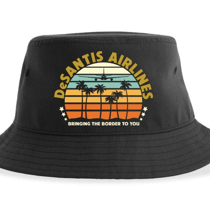 DeSantis Airlines Bringing The Border To You Meme Retro Florida Style Sustainable Bucket Hat