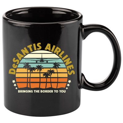 DeSantis Airlines Bringing The Border To You Meme Retro Florida Style 11oz C Handle Ceramic Mug