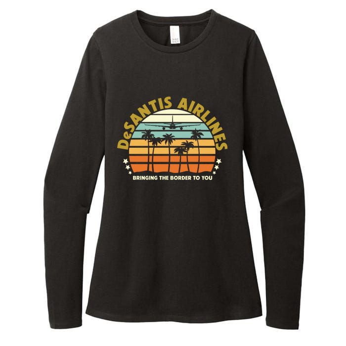 DeSantis Airlines Bringing The Border To You Meme Retro Florida Style Womens CVC Long Sleeve Shirt