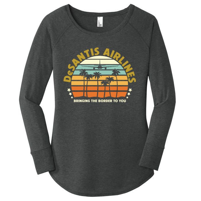 DeSantis Airlines Bringing The Border To You Meme Retro Florida Style Women's Perfect Tri Tunic Long Sleeve Shirt