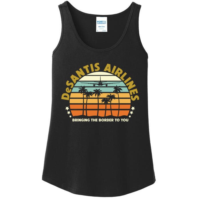 DeSantis Airlines Bringing The Border To You Meme Retro Florida Style Ladies Essential Tank