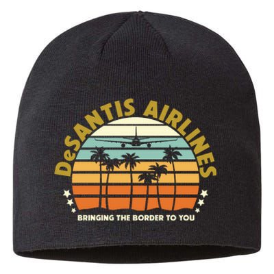 DeSantis Airlines Bringing The Border To You Meme Retro Florida Style Sustainable Beanie