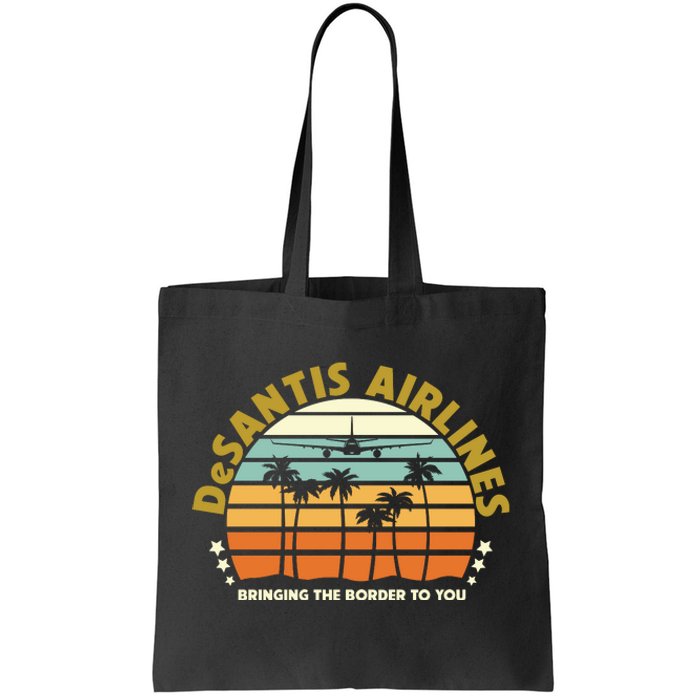 DeSantis Airlines Bringing The Border To You Meme Retro Florida Style Tote Bag