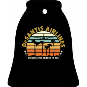 DeSantis Airlines Bringing The Border To You Meme Retro Florida Style Ceramic Bell Ornament