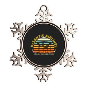 DeSantis Airlines Bringing The Border To You Meme Retro Florida Style Metallic Star Ornament