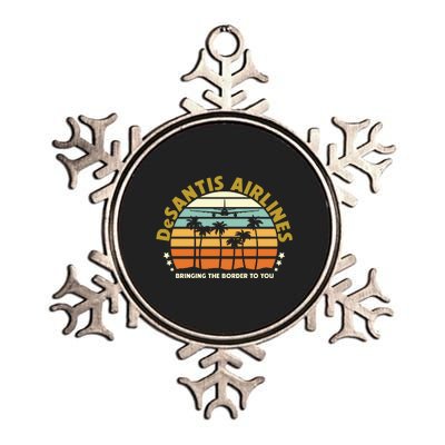 DeSantis Airlines Bringing The Border To You Meme Retro Florida Style Metallic Star Ornament