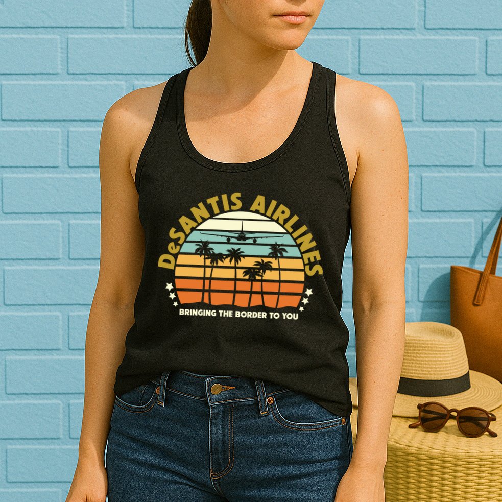 DeSantis Airlines Bringing The Border To You Meme Retro Florida Style Womens Tank Top