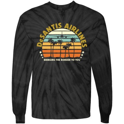 DeSantis Airlines Bringing The Border To You Meme Retro Florida Style Tie-Dye Long Sleeve Shirt