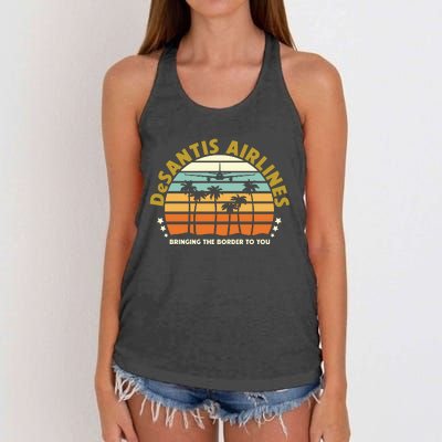 DeSantis Airlines Bringing The Border To You Meme Retro Florida Style Women's Knotted Racerback Tank