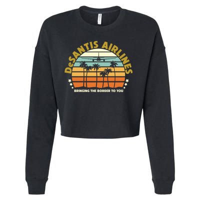 DeSantis Airlines Bringing The Border To You Meme Retro Florida Style Cropped Pullover Crew