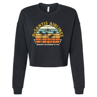 DeSantis Airlines Bringing The Border To You Meme Retro Florida Style Cropped Pullover Crew