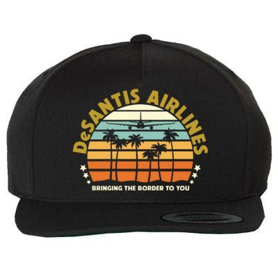 DeSantis Airlines Bringing The Border To You Meme Retro Florida Style Wool Snapback Cap