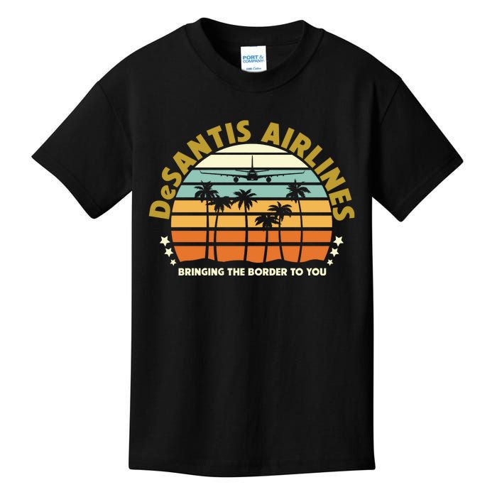 DeSantis Airlines Bringing The Border To You Meme Retro Florida Style Kids T-Shirt