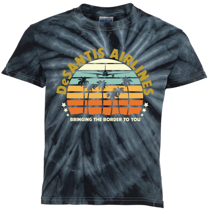 DeSantis Airlines Bringing The Border To You Meme Retro Florida Style Kids Tie-Dye T-Shirt