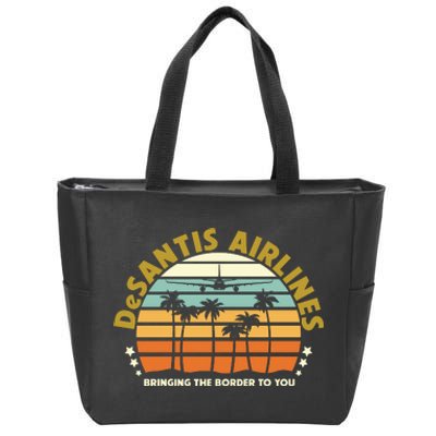 DeSantis Airlines Bringing The Border To You Meme Retro Florida Style Zip Tote Bag