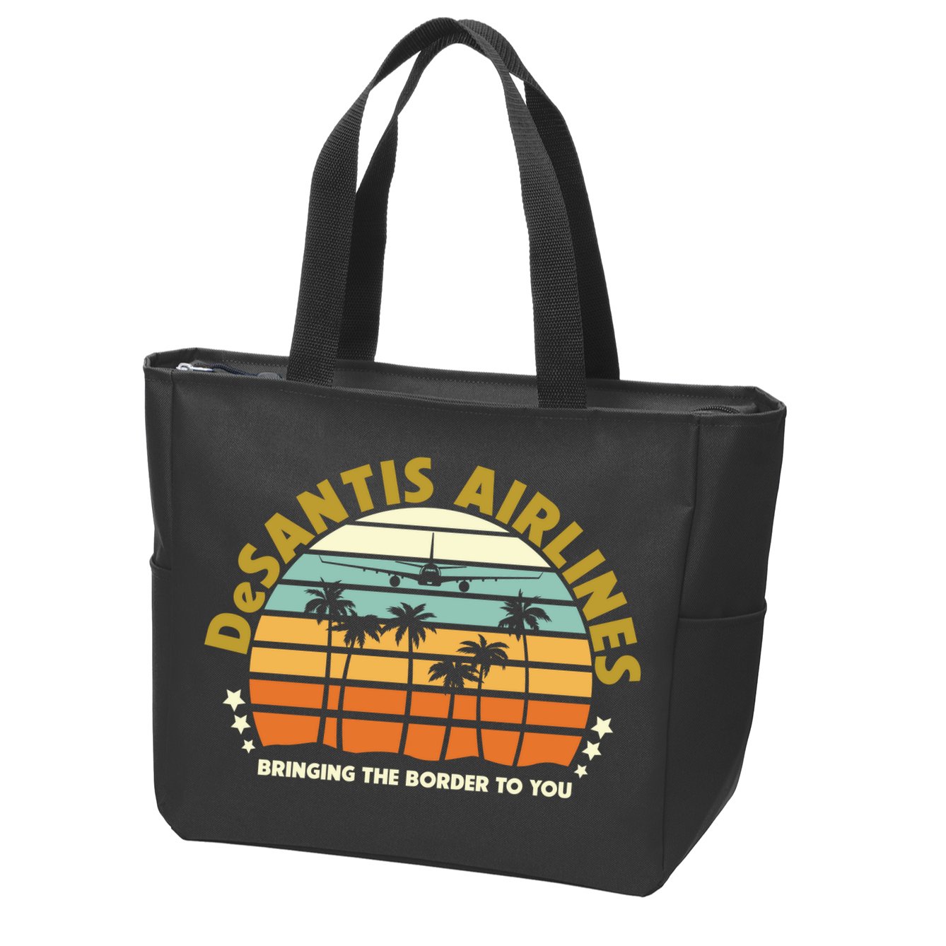 DeSantis Airlines Bringing The Border To You Meme Retro Florida Style Zip Tote Bag