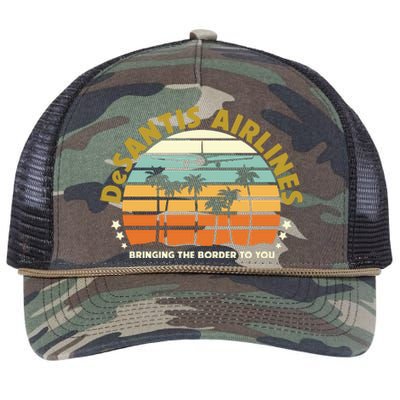 DeSantis Airlines Bringing The Border To You Meme Retro Florida Style Retro Rope Trucker Hat Cap