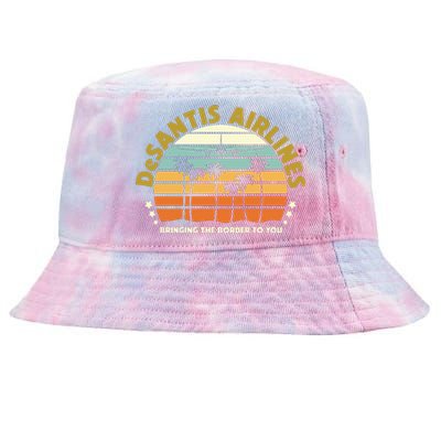 DeSantis Airlines Bringing The Border To You Meme Retro Florida Style Tie-Dyed Bucket Hat