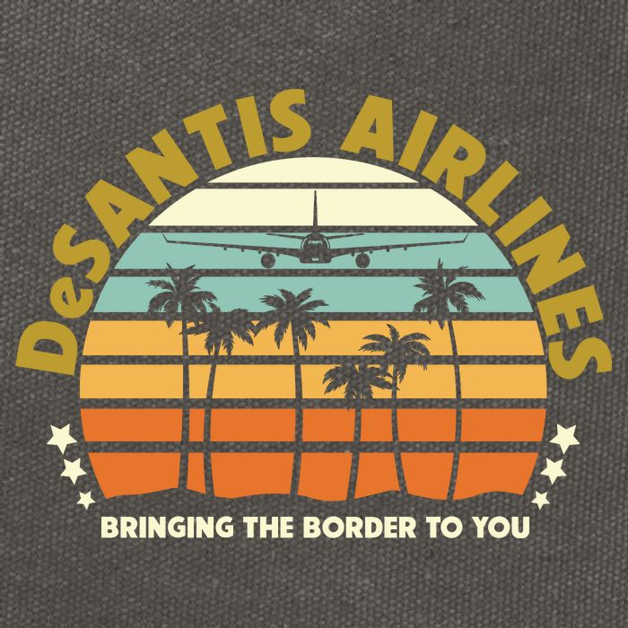 DeSantis Airlines Bringing The Border To You Meme Retro Florida Style Cotton Canvas Backpack