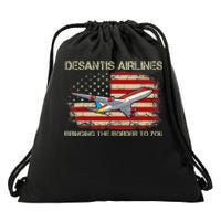 DeSantis Airlines Bringing The Border To You Funny DeSantis Drawstring Bag