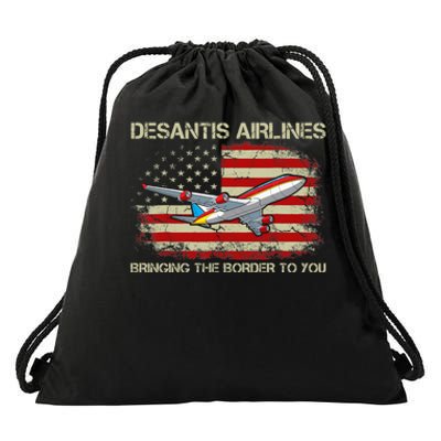 DeSantis Airlines Bringing The Border To You Funny DeSantis Drawstring Bag