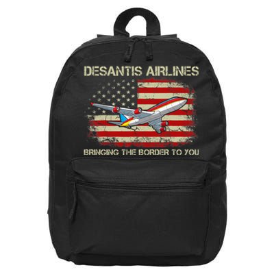 DeSantis Airlines Bringing The Border To You Funny DeSantis 16 in Basic Backpack