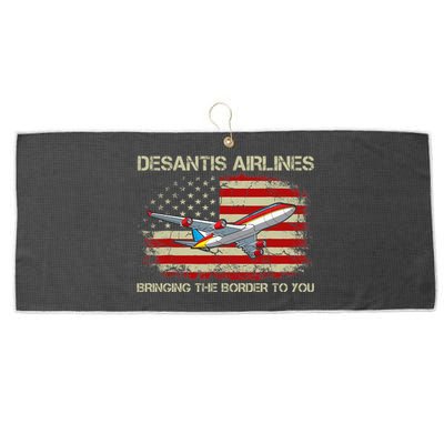 DeSantis Airlines Bringing The Border To You Funny DeSantis Large Microfiber Waffle Golf Towel