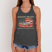 DeSantis Airlines Bringing The Border To You Funny DeSantis Women's Knotted Racerback Tank