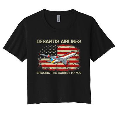 DeSantis Airlines Bringing The Border To You Funny DeSantis Women's Crop Top Tee