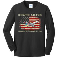 DeSantis Airlines Bringing The Border To You Funny DeSantis Kids Long Sleeve Shirt