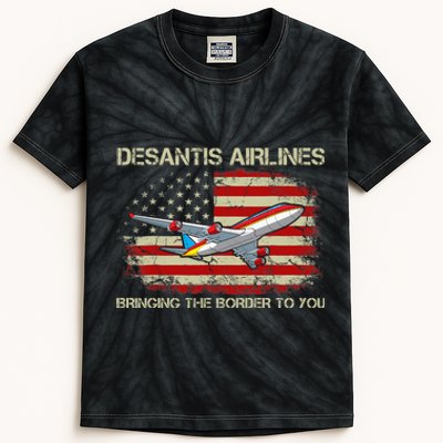 DeSantis Airlines Bringing The Border To You Funny DeSantis Kids Tie-Dye T-Shirt