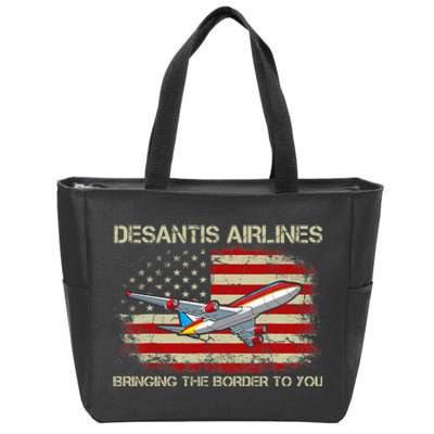 DeSantis Airlines Bringing The Border To You Funny DeSantis Zip Tote Bag