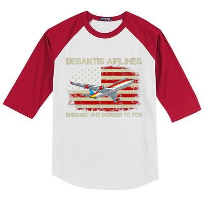 DeSantis Airlines Bringing The Border To You Funny DeSantis Kids Colorblock Raglan Jersey