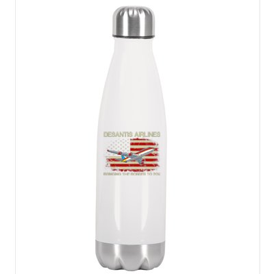 DeSantis Airlines Bringing The Border To You Funny DeSantis Stainless Steel Insulated Water Bottle