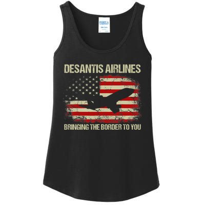 DeSantis Airlines Bringing The Border To You Funny DeSantis Ladies Essential Tank