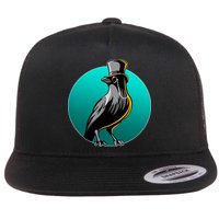 Dabber Raven Top Hat Flat Bill Trucker Hat