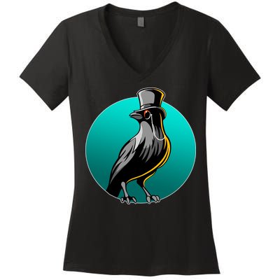Dabber Raven Top Hat Women's V-Neck T-Shirt