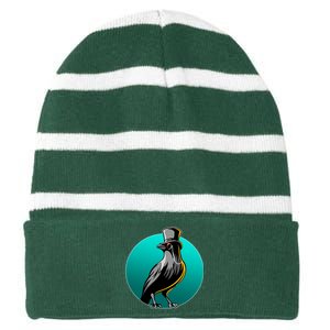 Dabber Raven Top Hat Striped Beanie with Solid Band