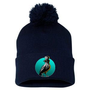 Dabber Raven Top Hat Pom Pom 12in Knit Beanie