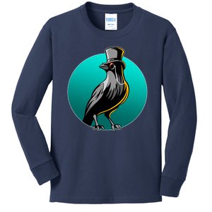 Dabber Raven Top Hat Kids Long Sleeve Shirt