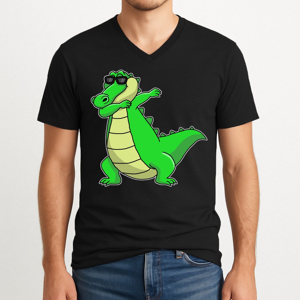 Dabbing Alligator V-Neck T-Shirt