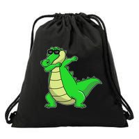 Dabbing Alligator Drawstring Bag