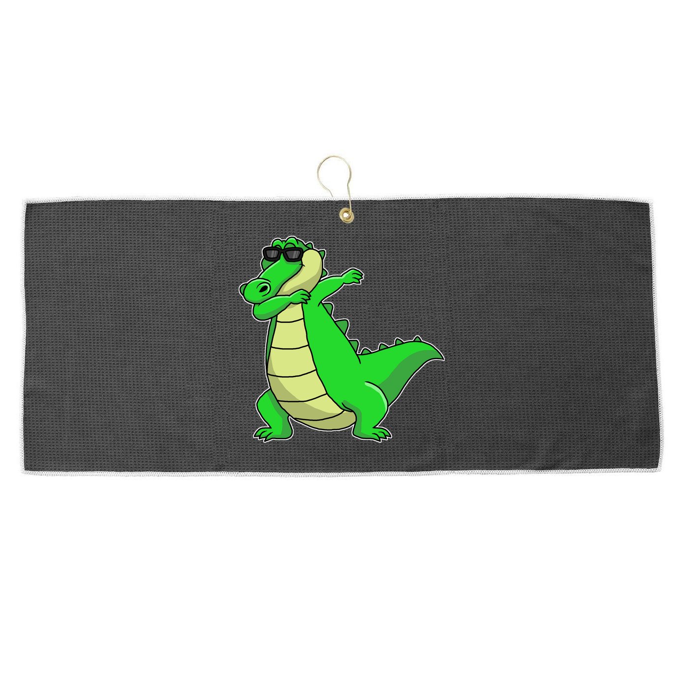 Dabbing Alligator Large Microfiber Waffle Golf Towel