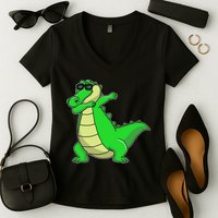 Dabbing Alligator Women's V-Neck T-Shirt