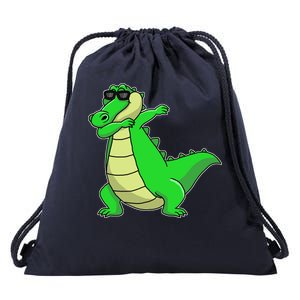 Dabbing Alligator Drawstring Bag