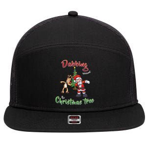 Dabbing Around The Christmas Tree 7 Panel Mesh Trucker Snapback Hat