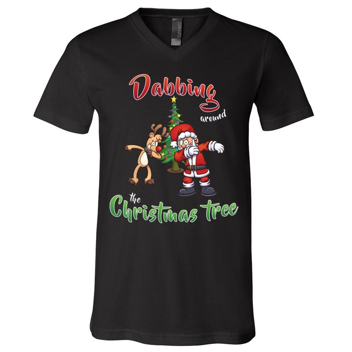 Dabbing Around The Christmas Tree V-Neck T-Shirt